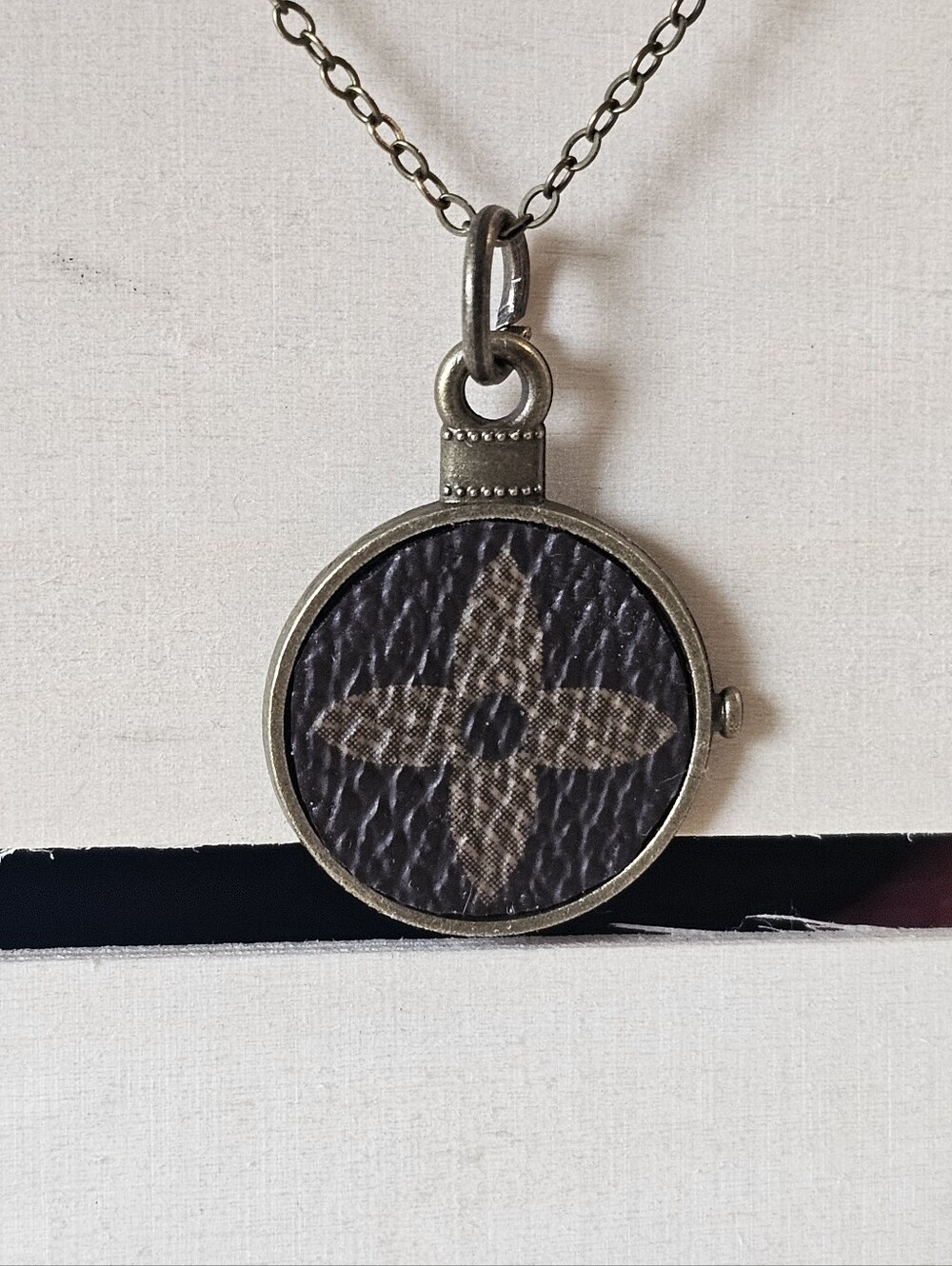 Louis Vuitton Piece in Pendant on 26" Bronze Necklace